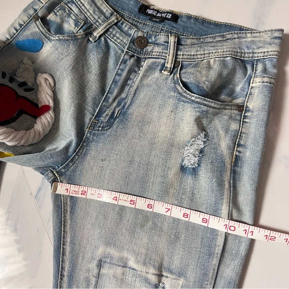 Vintage Public Supply co customized ripped Jeans embellished pop Art streetwear - Picture 15 of 16